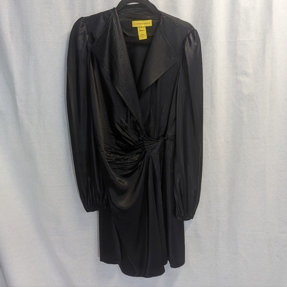Catherine Malandrino 100% Silk Black Wrap Dress Size 10 - Picture 1 of 16